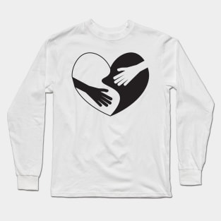 Black White Heart and Hands Long Sleeve T-Shirt